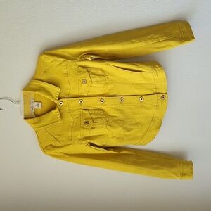 Arden B yellow jean jacket women Sz S cotton spandex cropped festival season